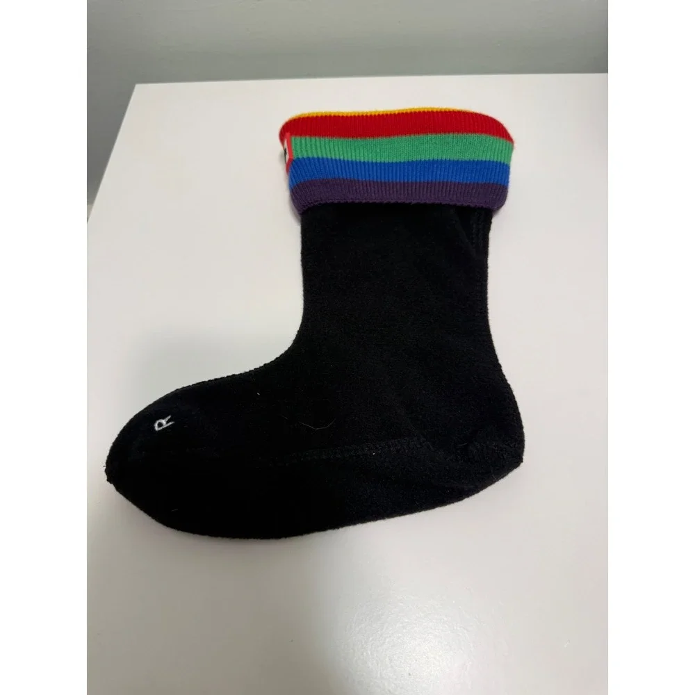 Hunter Kids Rainbow Stripe Fleece Boot Socks Black Medium US 11-13 KAS3425RPY